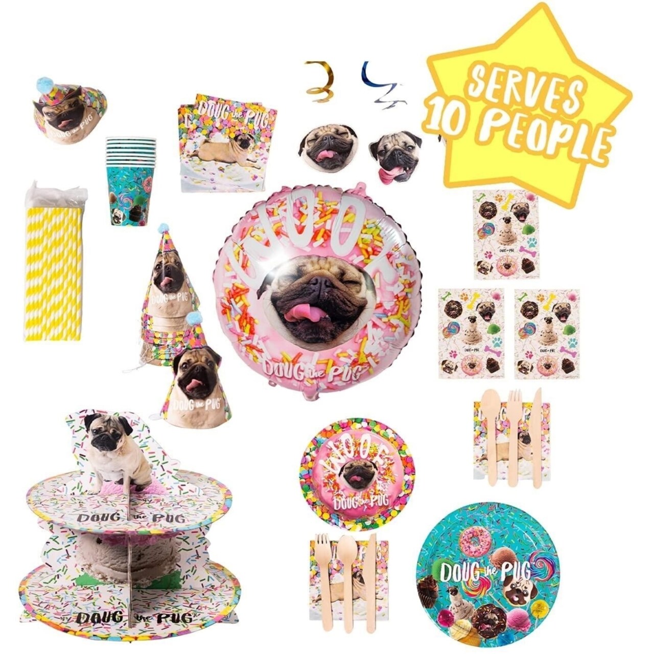 Mighty Mojo Doug The Pug Party in A Box Kit Instagram Famous Pup Birthday Celebration